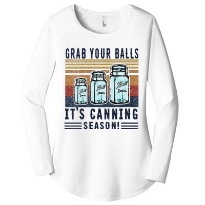 Womens Grab Your Balls Its Canning Season Women's Perfect Tri Tunic Long Sleeve Shirt