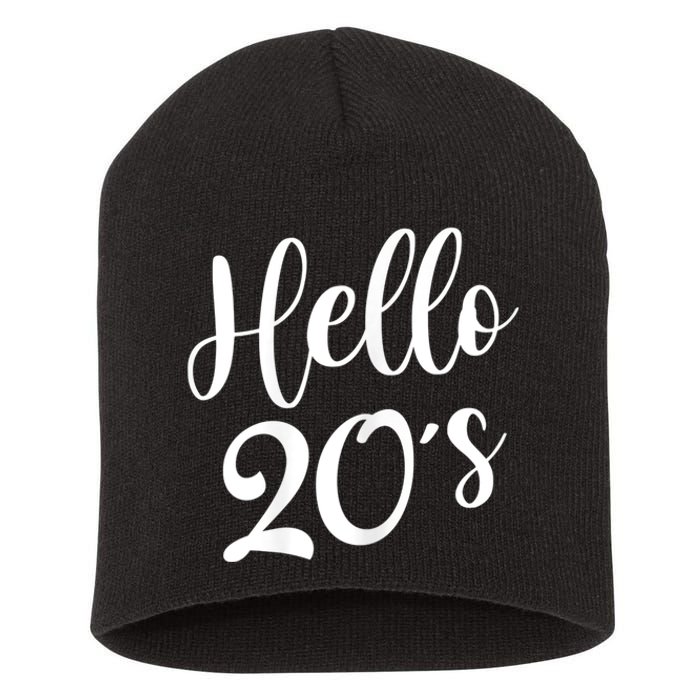 Wo Hello 20's Wo 20 Year Old 20th Birthday Gift Bday Squad Short Acrylic Beanie