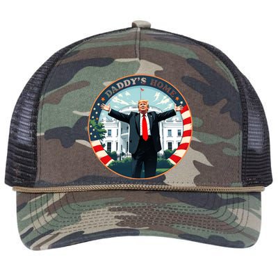 White House 2024 President 47 Daddys Home Funny Donald Trump Retro Rope Trucker Hat Cap