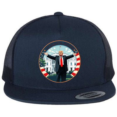 White House 2024 President 47 Daddys Home Funny Donald Trump Flat Bill Trucker Hat