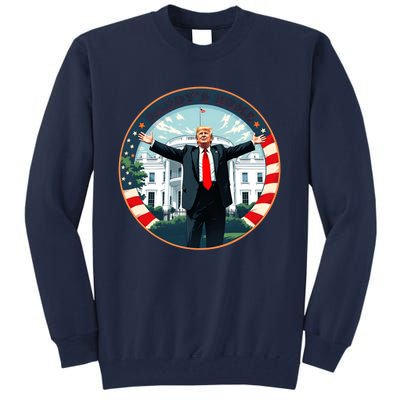 White House 2024 President 47 Daddys Home Funny Donald Trump Tall Sweatshirt