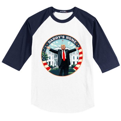 White House 2024 President 47 Daddys Home Funny Donald Trump Baseball Sleeve Shirt