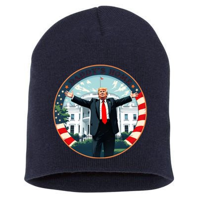 White House 2024 President 47 Daddys Home Funny Donald Trump Short Acrylic Beanie