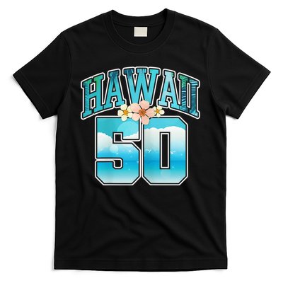 Wo Hawaii 50 50th Birthday Hawaiian Aloha Beach Hibiscus T-Shirt