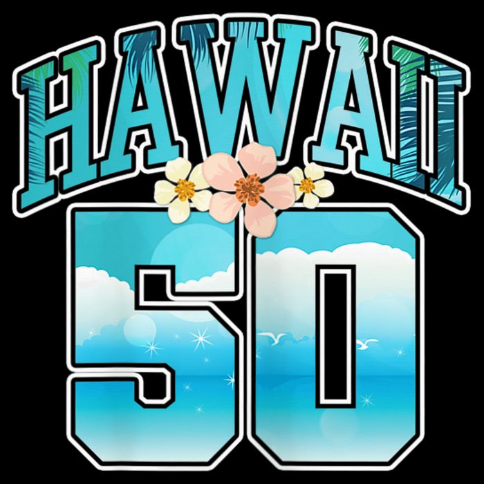 Wo Hawaii 50 50th Birthday Hawaiian Aloha Beach Hibiscus 16 in Basic Backpack
