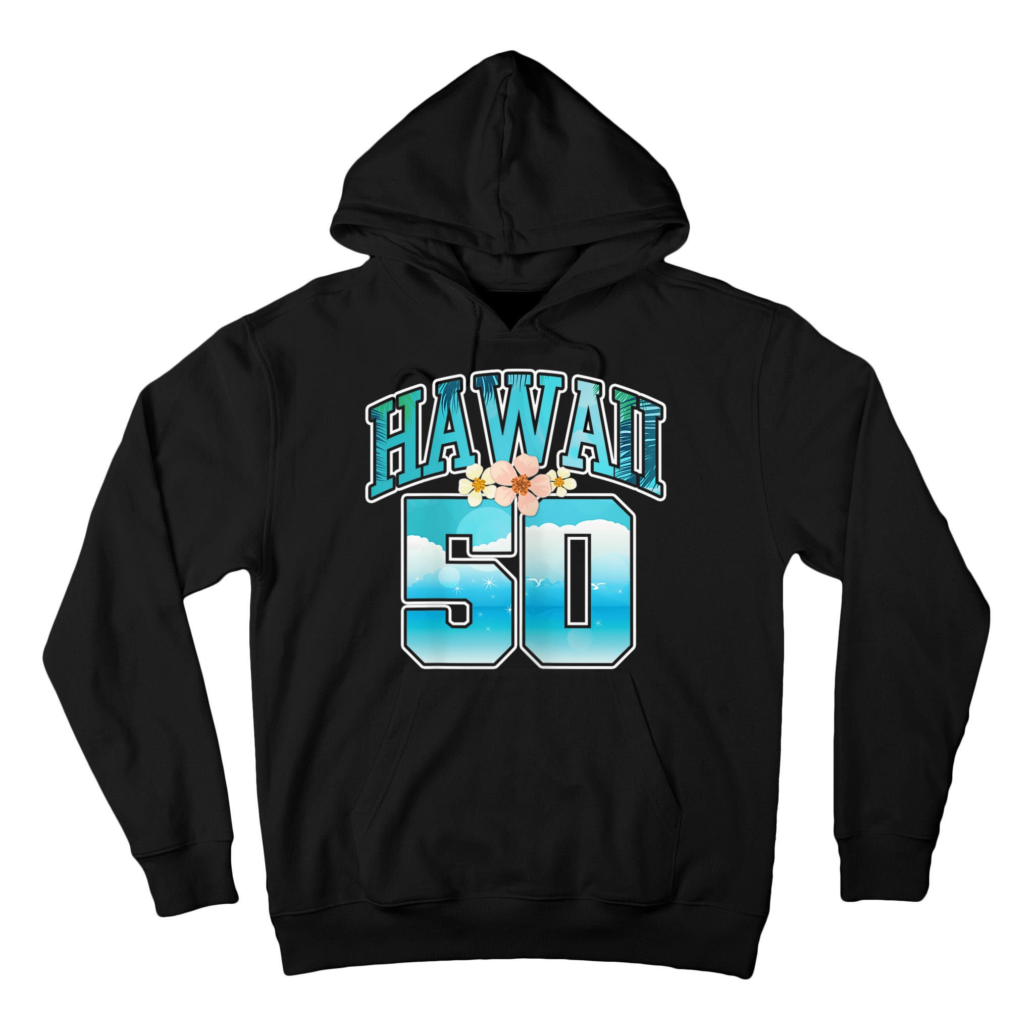 Wo Hawaii 50 50th Birthday Hawaiian Aloha Beach Hibiscus Tall Hoodie