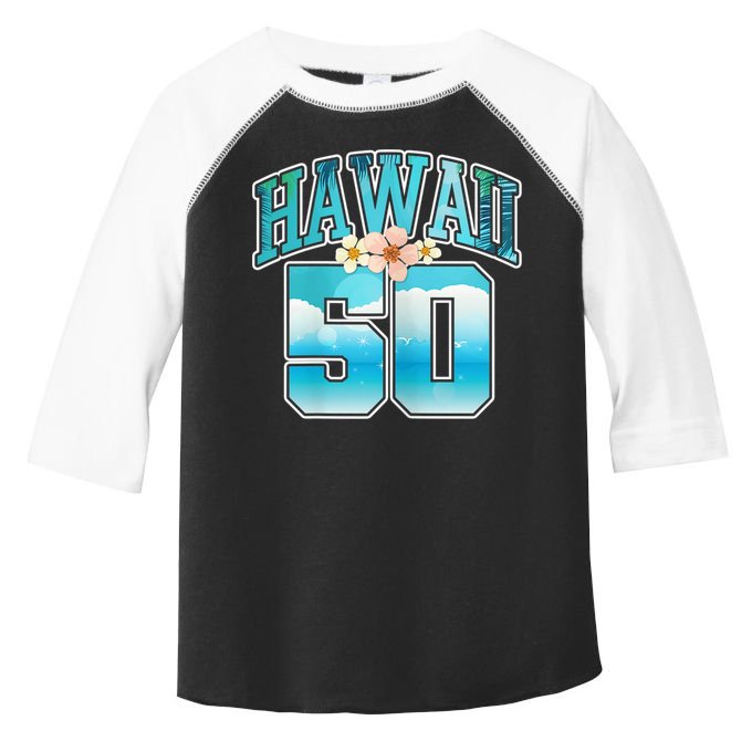 Wo Hawaii 50 50th Birthday Hawaiian Aloha Beach Hibiscus Toddler Fine Jersey T-Shirt