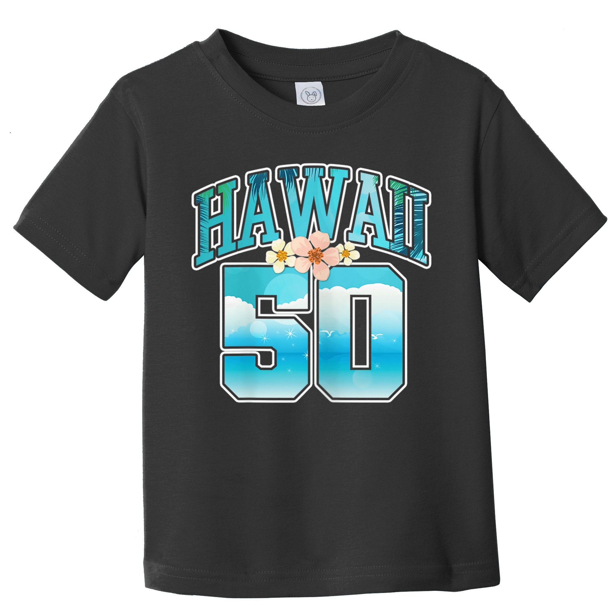 Wo Hawaii 50 50th Birthday Hawaiian Aloha Beach Hibiscus Toddler T-Shirt