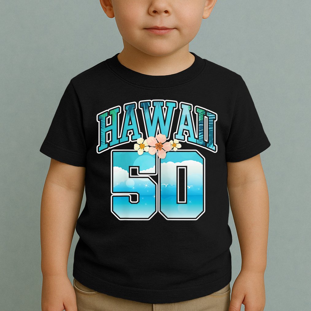 Wo Hawaii 50 50th Birthday Hawaiian Aloha Beach Hibiscus Toddler T-Shirt