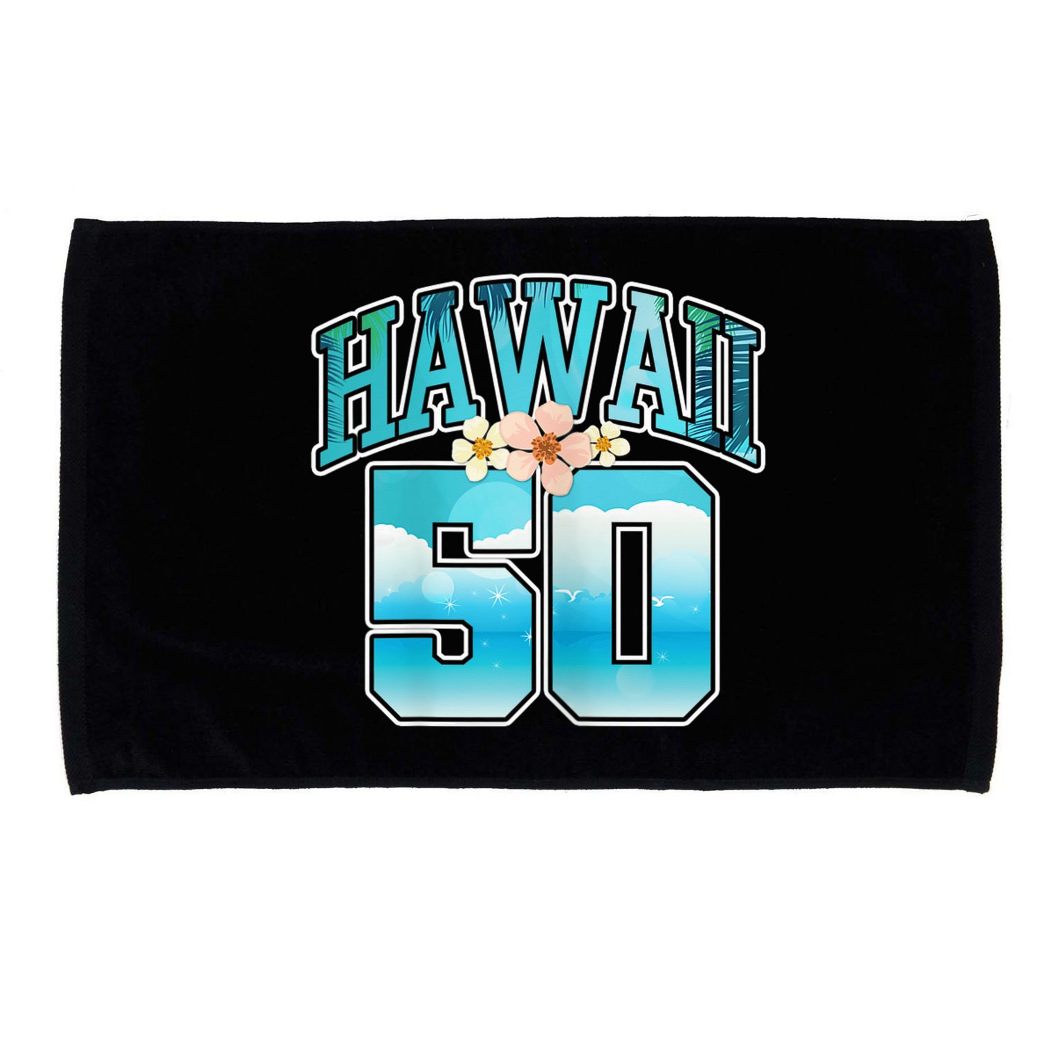Wo Hawaii 50 50th Birthday Hawaiian Aloha Beach Hibiscus Microfiber Hand Towel