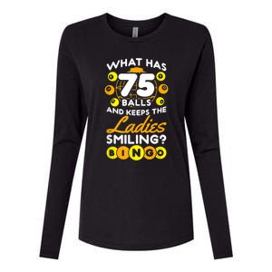 What Has 75 Balls And Keeps The Ladies Smiling Womens Cotton Relaxed Long Sleeve T-Shirt