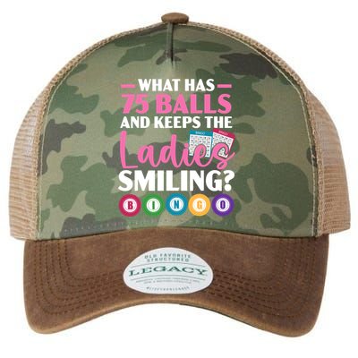 What Has 75 Balls And Keeps The Ladies Smiling Bingo Player Legacy Tie Dye Trucker Hat
