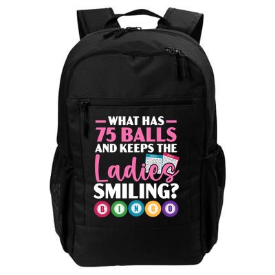 What Has 75 Balls And Keeps The Ladies Smiling Bingo Player Backpack