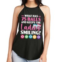 What Has 75 Balls And Keeps The Ladies Smiling Bingo Player Women's Perfect Tri Rocker Tank