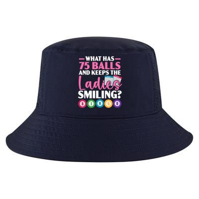 What Has 75 Balls And Keeps The Ladies Smiling Bingo Player Cool Comfort Performance Bucket Hat