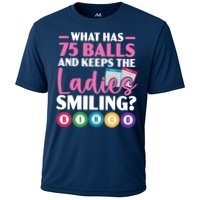 What Has 75 Balls And Keeps The Ladies Smiling Bingo Player Performance Shirt