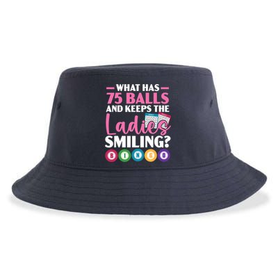 What Has 75 Balls And Keeps The Ladies Smiling Bingo Player Sustainable Bucket Hat