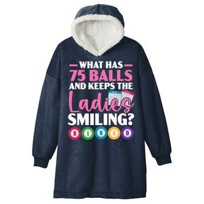 What Has 75 Balls And Keeps The Ladies Smiling Bingo Player Hooded Wearable Blanket