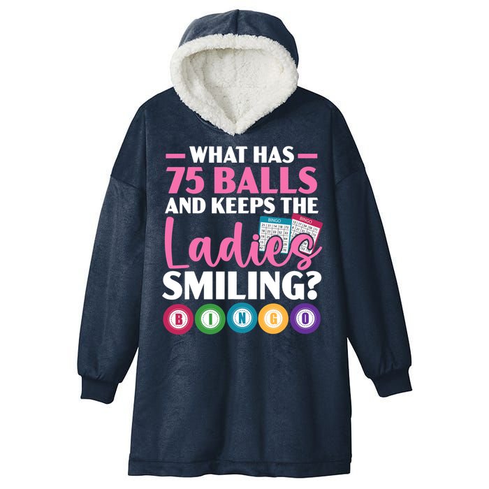 What Has 75 Balls And Keeps The Ladies Smiling Bingo Player Hooded Wearable Blanket
