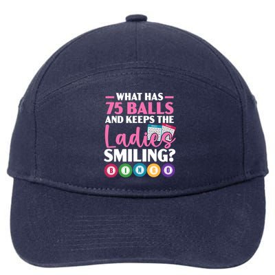 What Has 75 Balls And Keeps The Ladies Smiling Bingo Player 7-Panel Snapback Hat