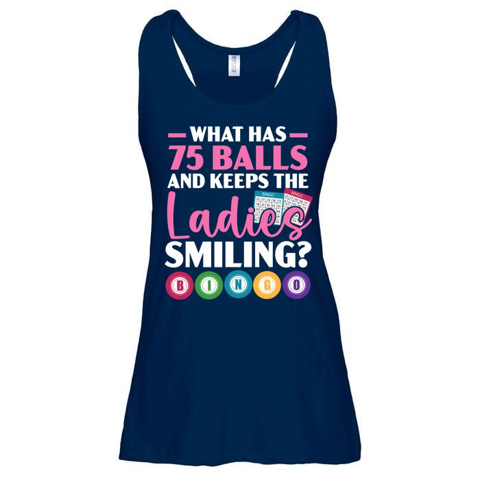What Has 75 Balls And Keeps The Ladies Smiling Bingo Player Ladies Essential Flowy Tank