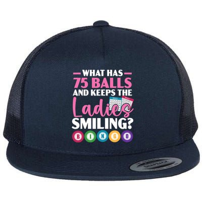 What Has 75 Balls And Keeps The Ladies Smiling Bingo Player Flatbill Hat