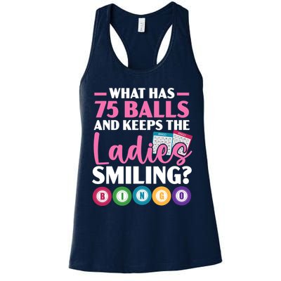 What Has 75 Balls And Keeps The Ladies Smiling Bingo Player Womens Tank Top