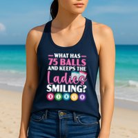 What Has 75 Balls And Keeps The Ladies Smiling Bingo Player Womens Tank Top