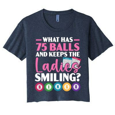 What Has 75 Balls And Keeps The Ladies Smiling Bingo Player Crop Top