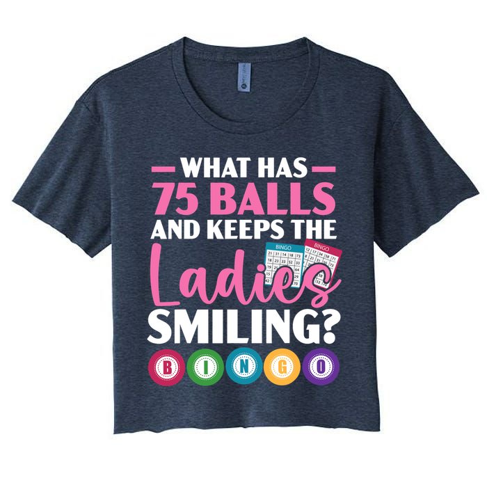 What Has 75 Balls And Keeps The Ladies Smiling Bingo Player Crop Top