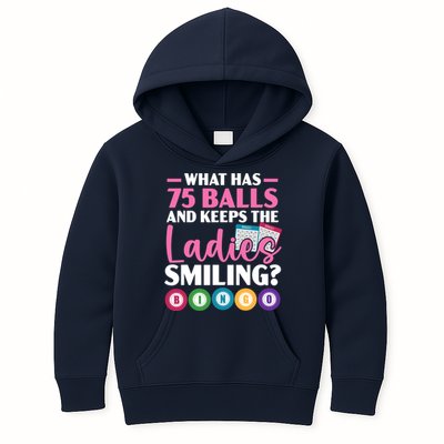 What Has 75 Balls And Keeps The Ladies Smiling Bingo Player Kids Hoodie