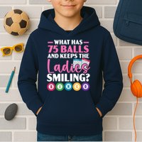 What Has 75 Balls And Keeps The Ladies Smiling Bingo Player Kids Hoodie