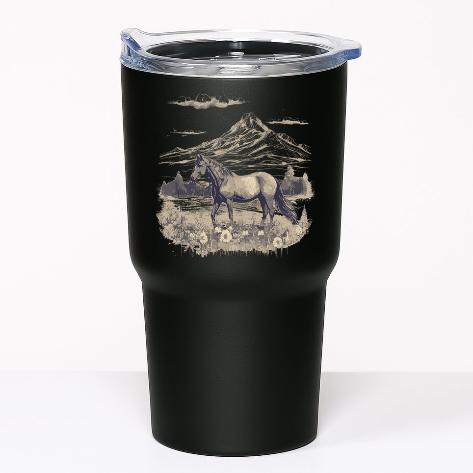 Wild Horse Art Portrait Horseback Riding Vintage Graphic Tumbler