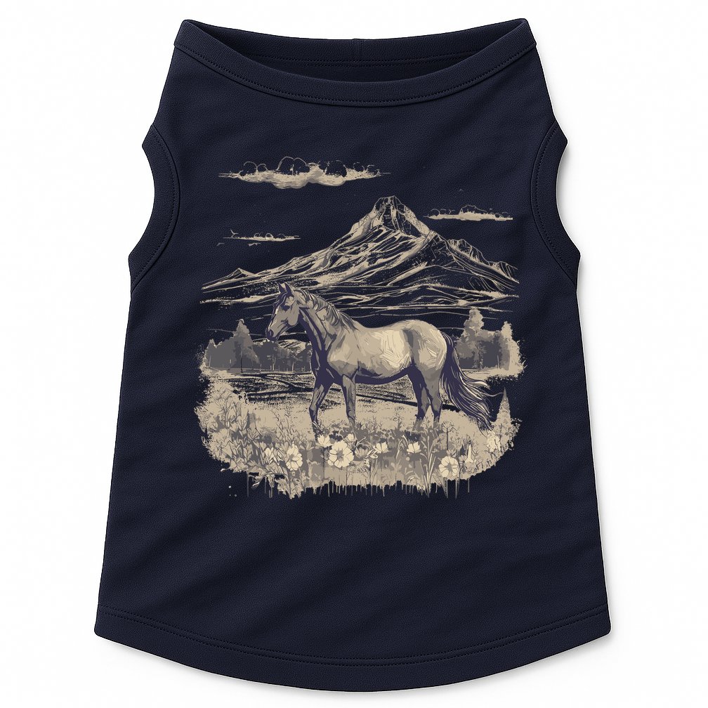 Wild Horse Art Portrait Horseback Riding Vintage Graphic Doggie Tank