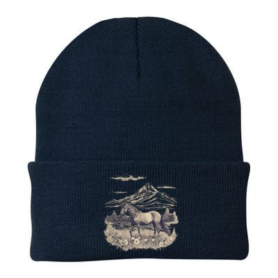 Wild Horse Art Portrait Horseback Riding Vintage Graphic Beanie