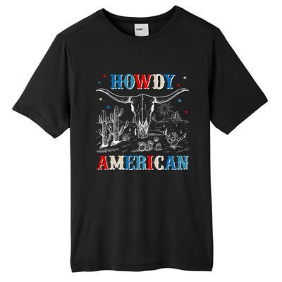 Western Howdy American Country Cow Skull Rodeo 4th Of July Funny Gift Tall Fusion ChromaSoft Performance T-Shirt