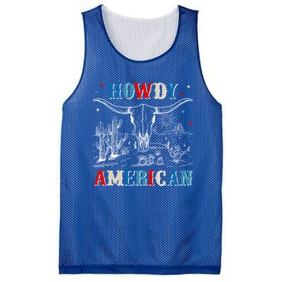 Western Howdy American Country Cow Skull Rodeo 4th Of July Funny Gift Mesh Reversible Basketball Jersey Tank