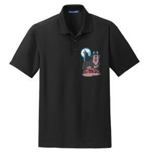 Wolves Howling At The Moon - Wolf Wolves Hunter Dry Zone Grid Polo