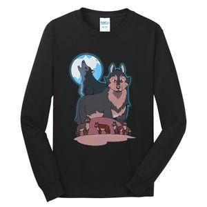 Wolves Howling At The Moon - Wolf Wolves Hunter Tall Long Sleeve T-Shirt