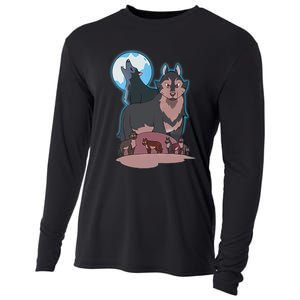 Wolves Howling At The Moon - Wolf Wolves Hunter Cooling Performance Long Sleeve Crew