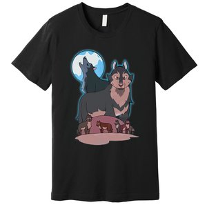 Wolves Howling At The Moon - Wolf Wolves Hunter Premium T-Shirt