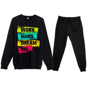 Work Hard & Always Dream Big Graphic Tees & Cool Designs Premium Crewneck Sweatsuit Set