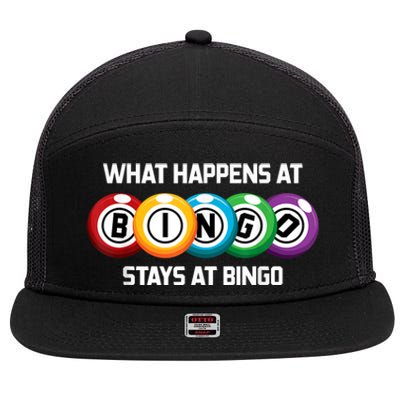 What Happens At Bingo Stays At Bingo 7 Panel Mesh Trucker Snapback Hat