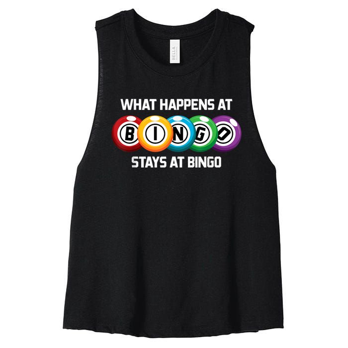 What Happens At Bingo Stays At Bingo Women's Racerback Cropped Tank