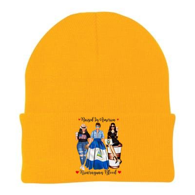 Womenss Half American Half Nicaraguan Womenss USA Born In Nicaragua Knit Cap Winter Beanie