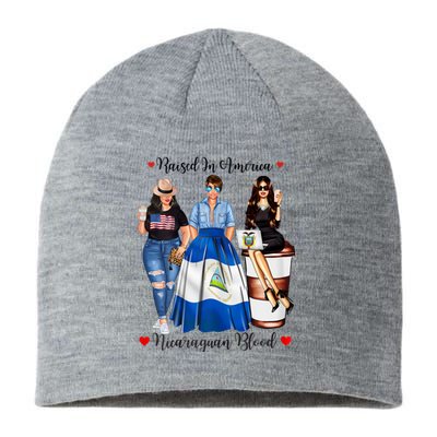 Womenss Half American Half Nicaraguan Womenss USA Born In Nicaragua Sustainable Beanie