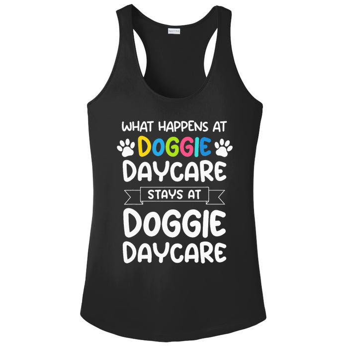 What happens at doggie daycare Quote Dog Daycare Worker Ladies PosiCharge Competitor Racerback Tank