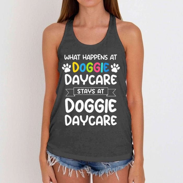 What happens at doggie daycare Quote Dog Daycare Worker Women's Knotted Racerback Tank