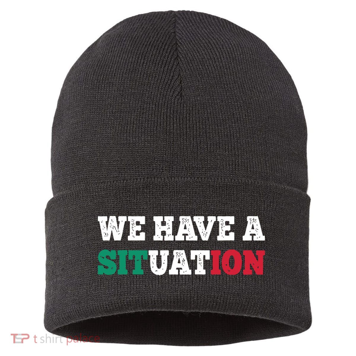 We Have A Situation New Jersey Garden Nj Shore Italian Flag Sustainable Knit Beanie