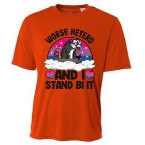 Worse Hetero And I Stand Bi It Opossum Bi Pride Bisexual Meaningful Gift Cooling Performance Crew T-Shirt